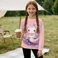 thumbnail image 5 of Garronmavis Pink Axolotl Girls Long Sleeve T-Shirts 3-4 Lightweight Flowers Kids Crewneck T-Shirts Fall Tops Comfortable Kids Basic Soft Long Sleeve Tees Top for Outdoor Activities, 5 of 7