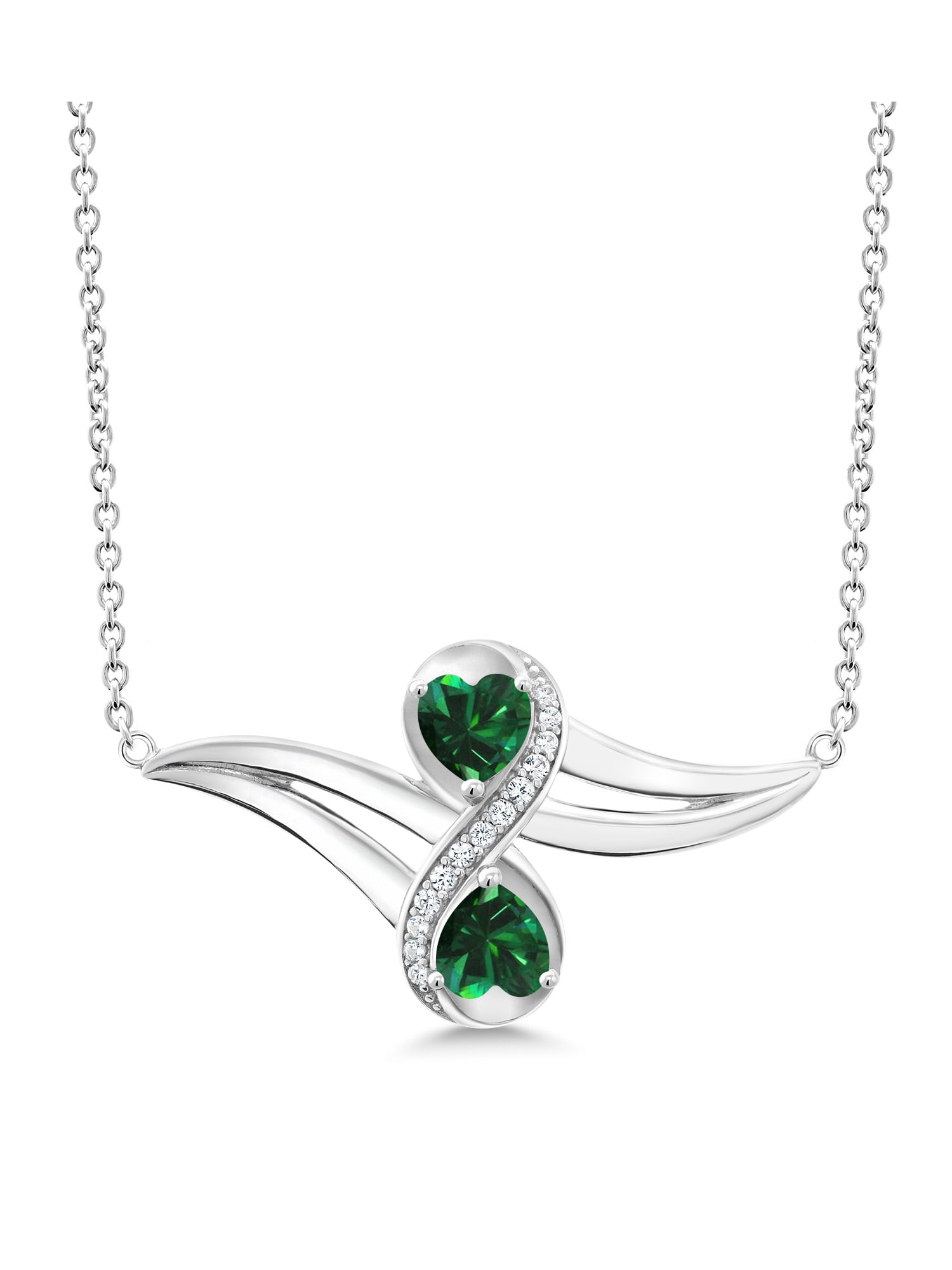 1 2/4 925 Sterling Silver Created EMERALD Pendant