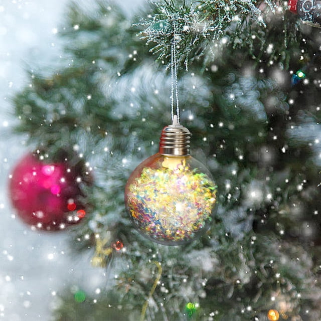 Fiudx Bola Navideña Transparente con Luz, Elegante Decoración para Ventana, Impresionante Colgante para Árbol de Navidad, Versátil Decoración Navideña para El Hogar y La Oficina, Tamaño 10 X 7 Cm, 1