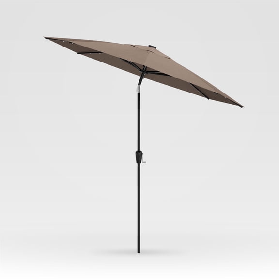 Above 10 Feet Solar LED Aluminum Patio Market Outdoor Umbrella Ash Grey