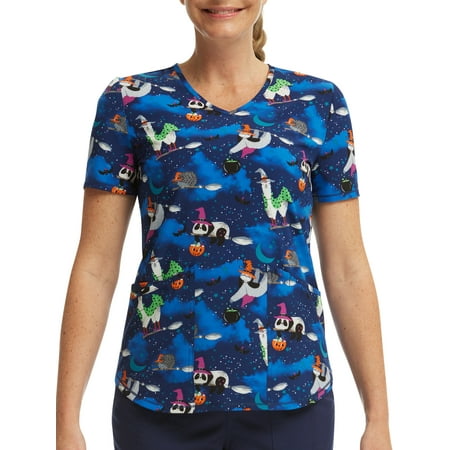 

Scrubstar Women s Halloween Creatures V-Neck Print Scrub Top WM32T738GD