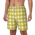 thumbnail image 2 of Balery Yellow Checkboard Mens Swim Trunks Swim Shorts for Men Quick Dry Inseam Beach Shorts with Compression Liner Pocket-3X-Large, 2 of 9