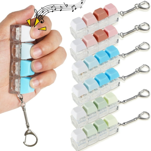 3/6 Pack Keyboard Fidget Toy Fidget Keyboard Keychain Keyboard Clicker Fidget Toy Keychain Decompression Plaything for Adult