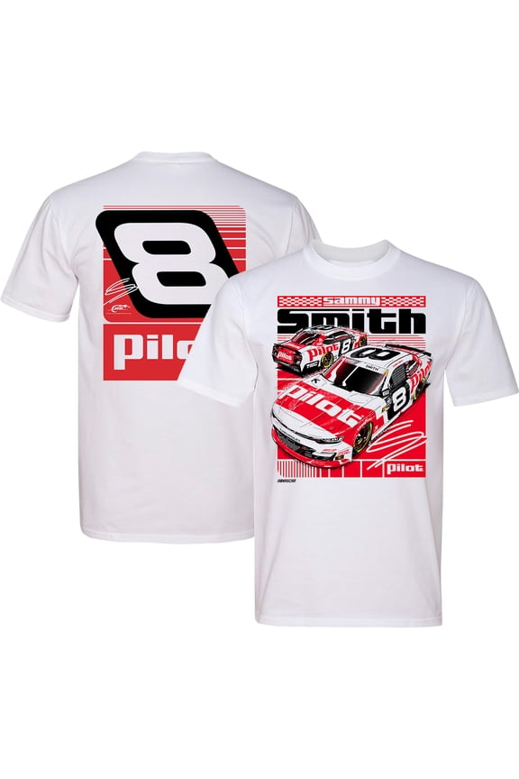 Men's JR Motorsports Official Team Apparel White Sammy Smith #8 Pilot Car T-Shirt