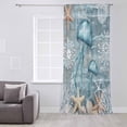 thumbnail image 3 of Blue Jellyfish Coastal Semi Sheer Curtains Drapes for Living Room,Bedroom,French Doors Window 108 Inches Long,Summer Beach Nautical Starfish Coral Rod Pocket Chiffon Curtain Drapery Voile Panel, 3 of 6