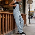 thumbnail image 6 of ZACPNCV Womens Solid Color Cargo Overalls Adjustable Spaghetti Strap Straight Leg Jumpsuit with Pockets Casual Romper, 6 of 9