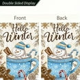 thumbnail image 6 of Hello Winter Garden Flag Double Sided 12.5x18 Flag Winter Garden Flag Christmas Snowman Garden Flag Cozy Snowman In Hot Cocoa Design With "Hello Winter" Message Seasonal Yard Decor Lawn Banner, 6 of 6