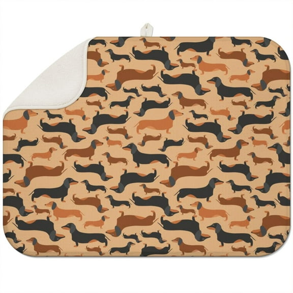 Coastal Nautical Sea Life Kitchen Drying Mat - 3-Layer Ultra Absorbent Foldable Dish Rack Mat, Non-Slip Heat Resistant Counter Protector, 18"x24"