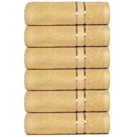Dewall Maisons Classic Beige 6-Piece Hand Towel Set - Plush 100% Cotton, 16" x 28" Size - Soft, Durable, Ideal For ComFort And ElegAnce - Timeless Addition to Any Bathroom