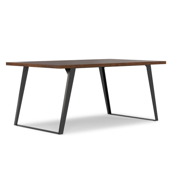 Simpli Home Lowry 66 inch x 40 inch Rectangle Modern Industrial Dining Table in Walnut Veneer