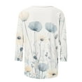 thumbnail image 5 of Womens Crew Neck 3/4 Sleeve Tops Basic Floral Print T-Shirts 2025 Summer Basic Tee Casual Tunic Top, 5 of 5