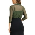thumbnail image 4 of INSPIRE CHIC Women's Semi Sheer Tops Elegant 3/4 Sleeves Cardigan Bolero Shrug S Army Green, 4 of 7