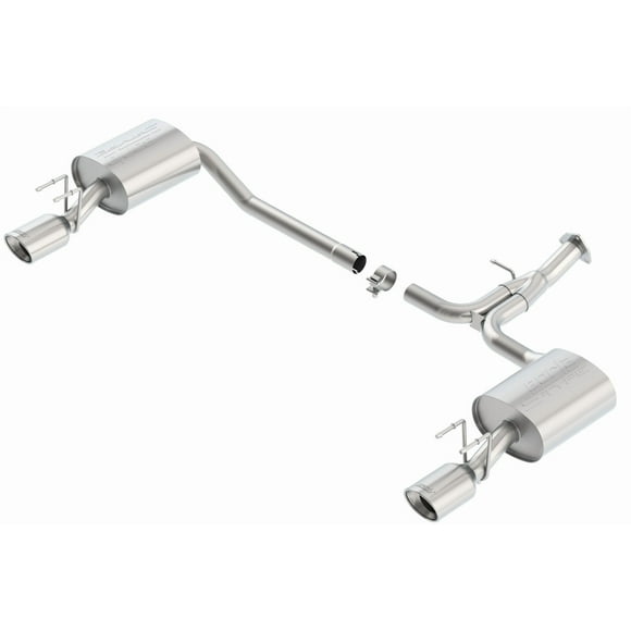 Fits 2013-2013 Honda Accord Borla Exhaust System Kit 11853 Touring Axle Back System; T-304 Stainless Steel; With Mufflers; 2-1/4 Inch Pipe Diameter; Single Exhaust With Dual Exit; Split Rear Exit