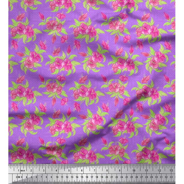 Soimoi Polyester Georgette Fabric Geometric Design,Leaves & Floral Artistic Fabric Prints By Yard 52 Inch Wide