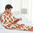thumbnail image 6 of Naloa Hand Drawn Strawberry Men’s Pajamas Set - Long Sleeve Button Down Sleep Shirt and Pajama Bottoms Sleepwear Set-, 6 of 7