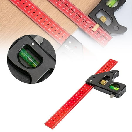 

11.81 Inch & 15.74 Inch Heavy Duty Combination Square Aluminum Alloy 45°/90°Woodworking Square Tool Multifunctional Rafter Combo Square Measuring Tools