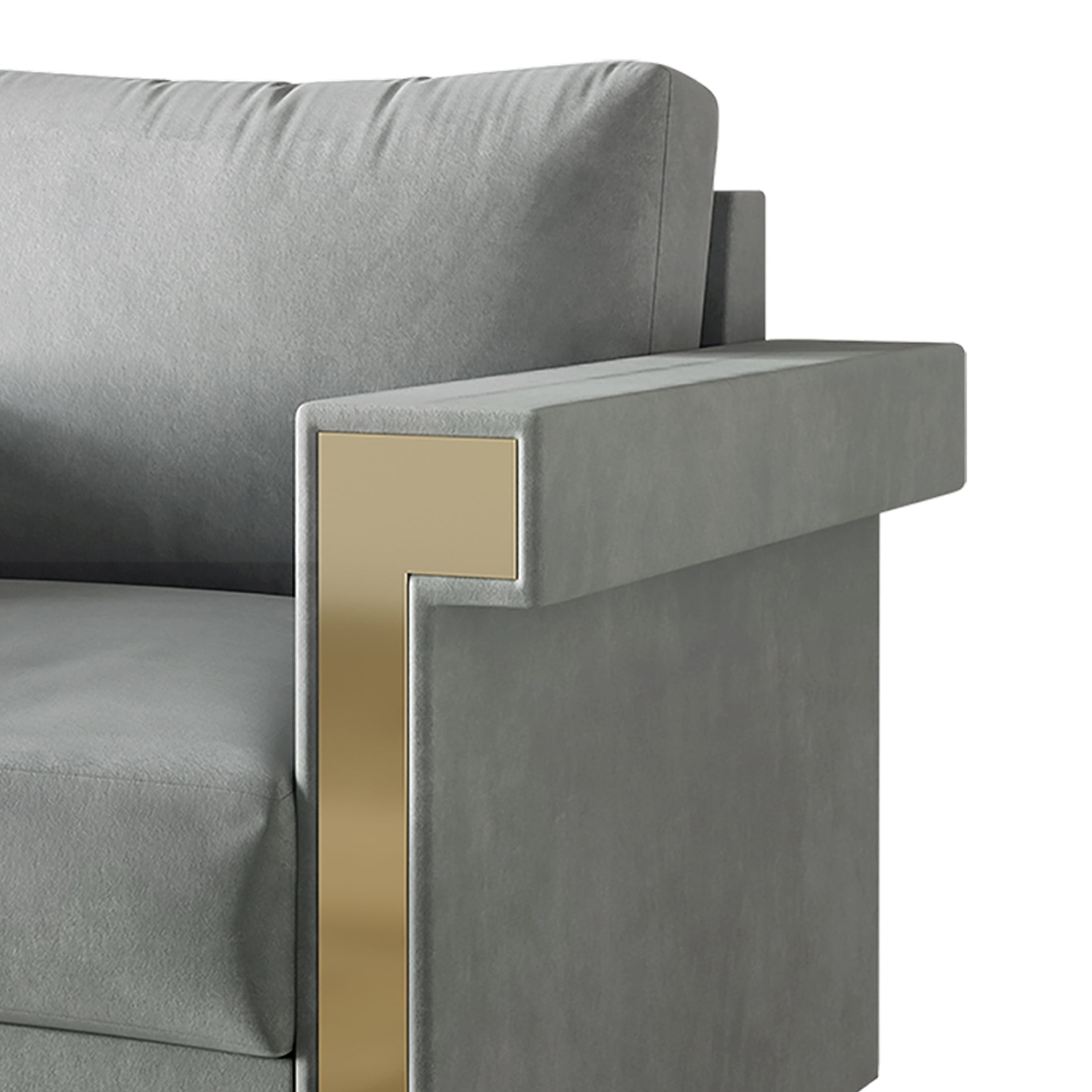 Castle Place Comtemporary Glam Velvet Upholstered Sofa, Silver Grey