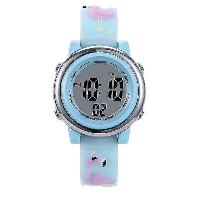 Waterproof LED Watch for Kids, Flamingo Cartoon Multifunction with Luminous Dial