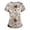 Beige#074, variant on Women's Christmas Scrub Tops Plus Size Funny Christmas Print V Neck Happy Short Sleeve Nurse Working Uniform with Pockets Khaki XL