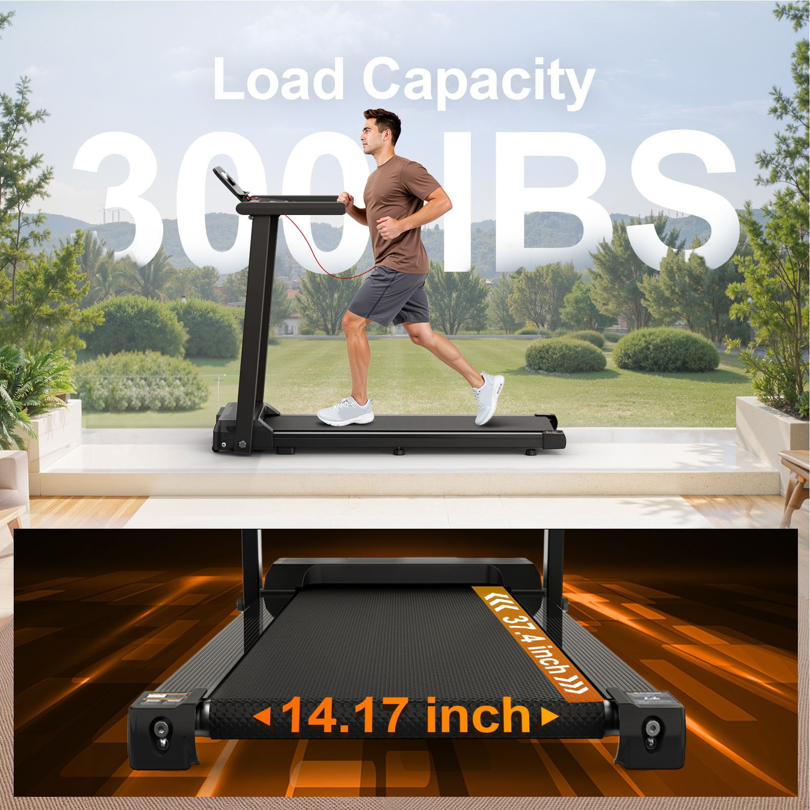 Folding Treadmill With Handles Foldable Treadmill With Led Display Low Noise Treadmill Foldable Running Machine Folding Treadmill With Handles 2.5HP Foldable Treadmill With LED