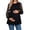 Black, variant on Maternity Peplum Tops for Women Floral Lace Patchwork Ribbed Knit Pregnancy Blouse Round Neck Long Sleeve Swing Tunic Shirt for Fall Winter Daily Wear