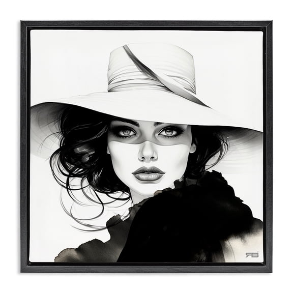 Stupell Industries Contemporary Intense Glam Gaze Black Floating Frame Canvas Art, 25 x 25, by RB