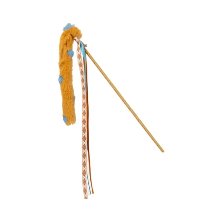 Long Rope Cat Teaser Wand with Bell and Feather Dunhuang Style Interactive Cat Toy for Indoor Entertainment Yellow