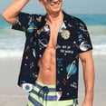thumbnail image 7 of Susaid Space Print Hawaiian Shirts for Men Women,Hawaiian Summer Short-Sleeve Casual Relaxed-Fit Button-Down,Large, 7 of 7