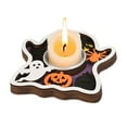 thumbnail image 4 of Sylvtty Wooden Candle Plate Holder Tray Tabletop Tealight Pillar Display Tray Wood Pumpkin Bat Ghost Maple Leaf Table Centerpiece for Halloween Thanksgiving Fall Decor, 4 of 7