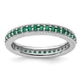 thumbnail image 3 of Auriga Fine Jewelry 925 Sterling Silver Polished Created Emerald Eternity Ring for Women Size 6, 3 of 6