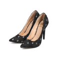 thumbnail image 5 of Women Distressed Denim Pointy Toe Glitter Hobo Patchwork Stiletto Pump DG13, 5 of 5