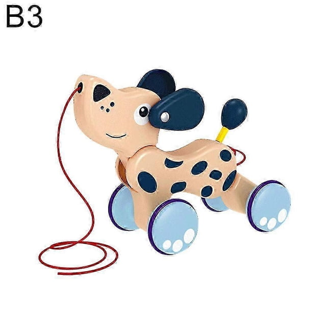 Lovely Cartoon Duck Puppy Pull Drag Rope Tractor Toddler Baby Walk Learning Toy 26-27s