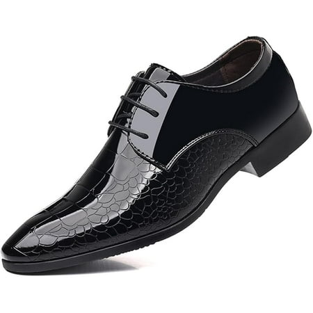 Men s Trendy Patent Leather Dress Shoes Formal Business Lace-Up Oxford Suit Tuxedo Shoes Weeding Prom
