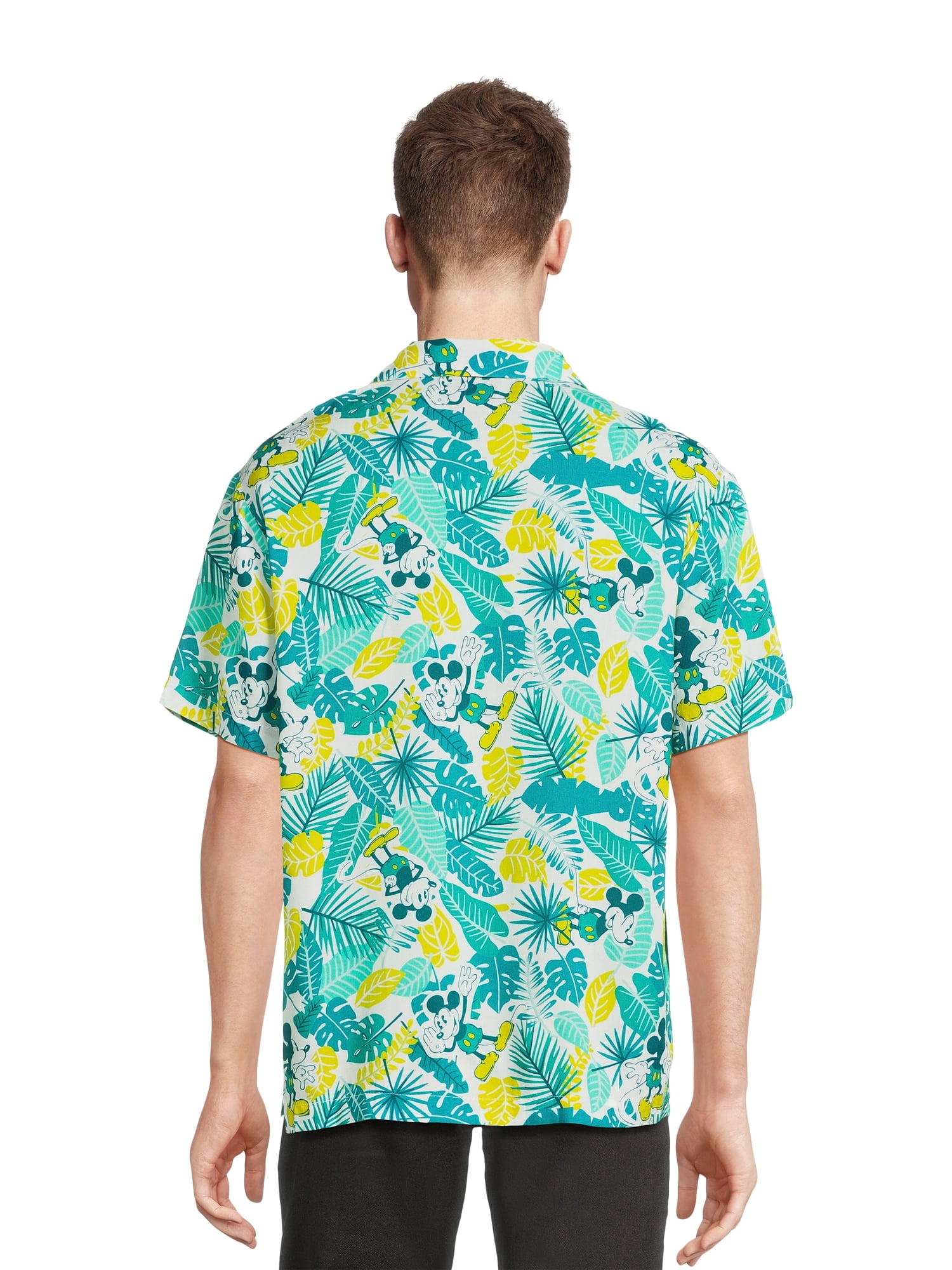 Disney Mickey Mouse Men’s Hawaiian Shirt Print Button-Up Shirt Resort, Sizes XS-3XL