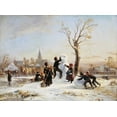thumbnail image 2 of Meyerheim, Wilhelm Alexander 18x14 White Modern Wood Framed Museum Art Print Titled - The Village Snowman, 2 of 4
