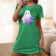 thumbnail image 1 of Camisón corto de talla grande para mujer, camisón de manga corta con estampado de pecho a la moda, camisón para mujer, 1 of 5