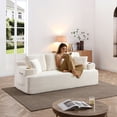 thumbnail image 3 of Boneless Sofa, 3-Seater Floor Couch with Cup Holders and Side Pockets, Corduroy Fabric No Assembly Sofa for Living Room or Dorm, 86.2 Inch, Beige, 3 of 11