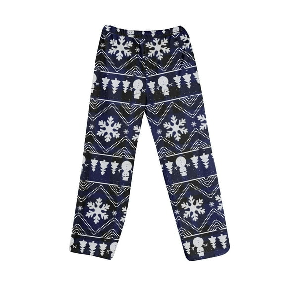 Adult Fashion Christmas Print Casual Pants with Drawstring Elastic Waist, Comfortable Sleepwear and Loungewear Trousers for Home Use,Dark Blue,S