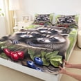thumbnail image 3 of Homewish Cute Raccoon Twin Sheet Sets,Zoo Animal Twin Fitted Sheet,Sweet Cherry Flat Sheet For Girl Boys,Ultra Soft Home Decor,3-Piece, 3 of 7