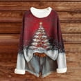 thumbnail image 2 of Lopecy-Sta Women's Christmas Snowflake Print Sweater, Long Sleeve Fuzzy Knitted Cotton Top, Casual Crew Neck Pullover for Fall Winter Holiday Red L, 2 of 4
