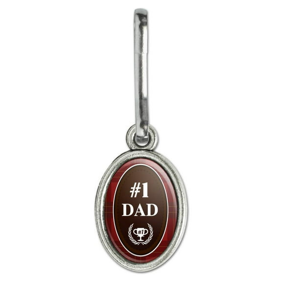Dad Number One Best Father Plaid Antiqued Oval Charm Clothes Purse Suitcase Backpack Zipper Pull Aid