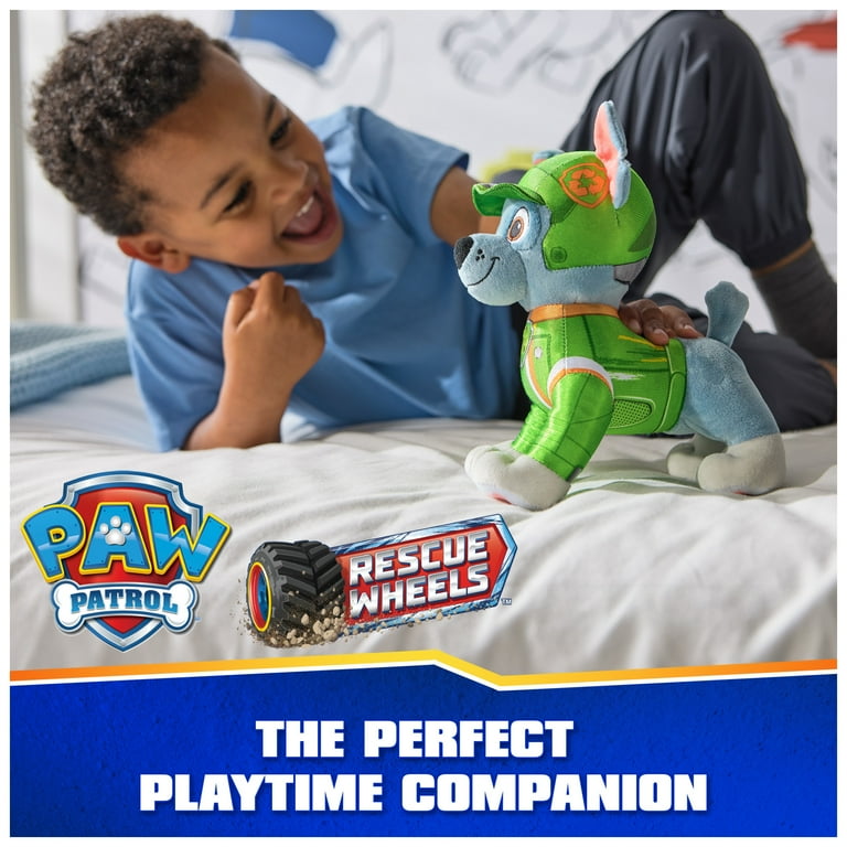 PAW Patrol Rescue Wheels, Rocky 8-Inch Plush Toy for Kids Ages 3+