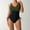 Green, variant on Women's Swimwear One Piece Black And White Trim Color Block Fashion Sexy Drawstring Frenulum Backless Bikinis Sets