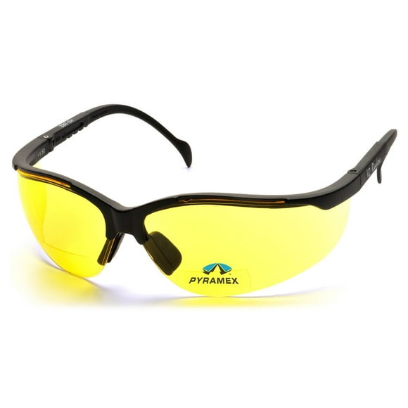 Pyramex V2 Bifocal Reader Safety Glasses Protective Eyewear, 1.5 Diopters, Amber