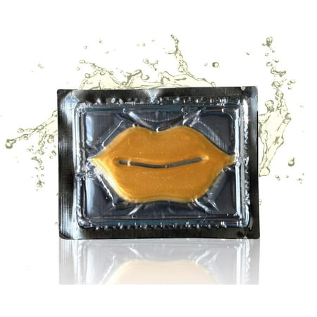 24K Gold Collagen Lip Treatment Mask, Creates Full-Lip Appearance, Reduces Wrinkles and Creases, Hydrates & Softens Skin Above & Below Lip Area, Rejuvenates the Lips