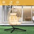 thumbnail image 5 of Dextrus Hanging Egg Chair with Stand Swing Chair Wicker Indoor Outdoor Hammock Egg Chair with Cushions 330lbs for Patio, Bedroom, Garden and Balcony, Beige, 5 of 5