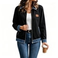 thumbnail image 6 of Edvintorg Women's Coats Color Block Long Sleeve Lightweight Jacket Fall Collared Zip up Outerwear with Pocket Plus Size Trendy Womens Clothes Black S-3XL, 6 of 6