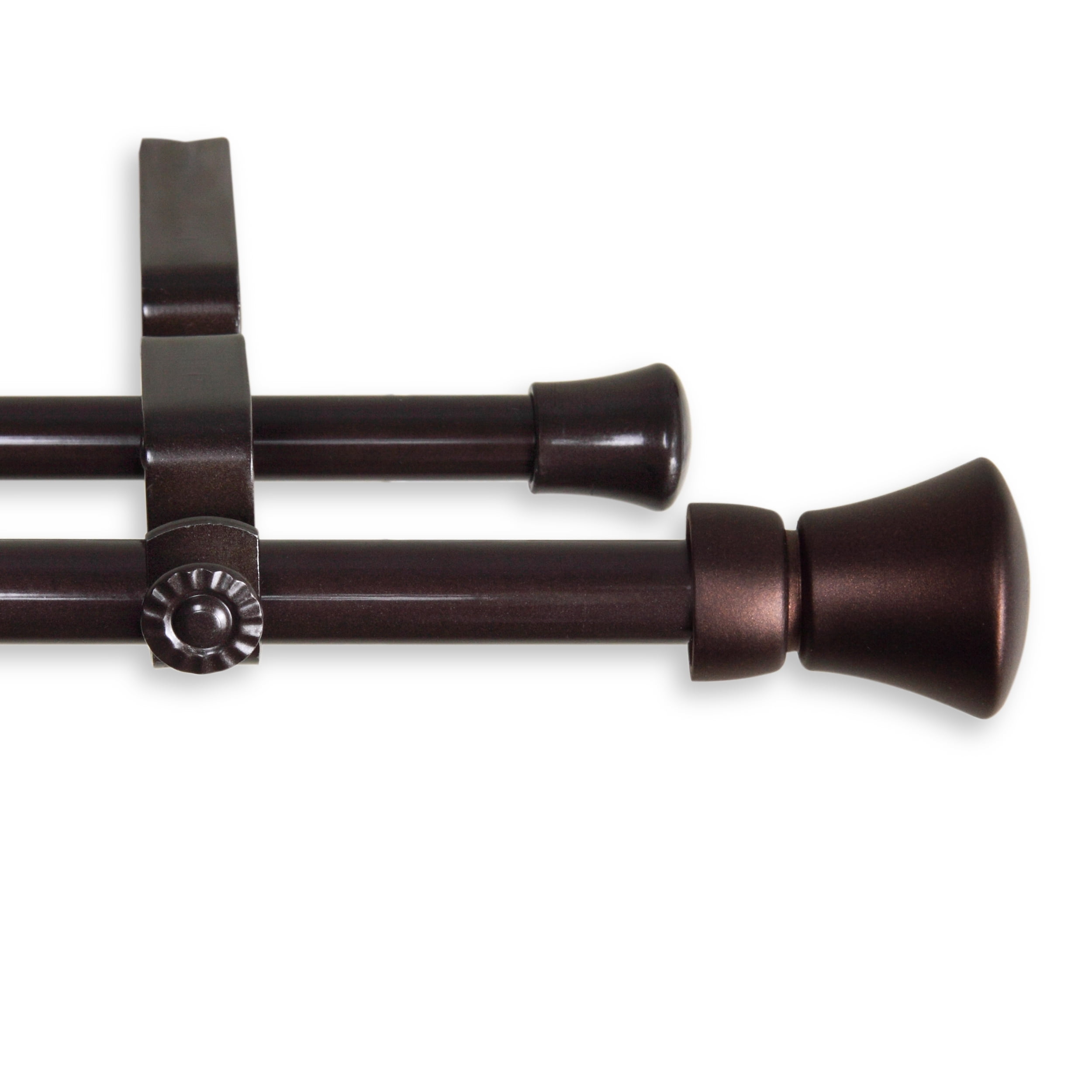 Central Design Products Steel 0.62" Modern Double Curtain Rod, Brown