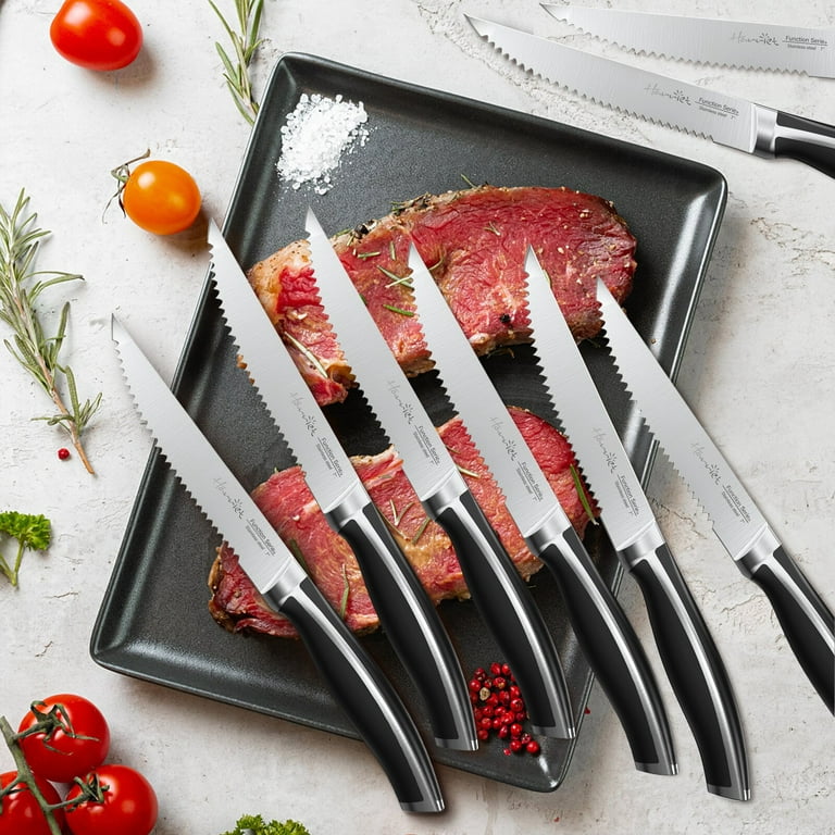 DEIK Knives, Steak Knives Set of 8, Rainbow Titanium Coated Stainless Steel  Steak Knives, Super Sharp Serrated Steak Knife with Gift Box