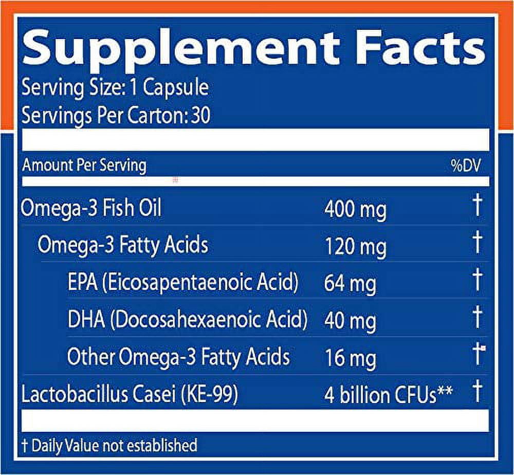 Restora Probiotic Supplement Immunity Booster Gut Health Omega 3, 30 Count